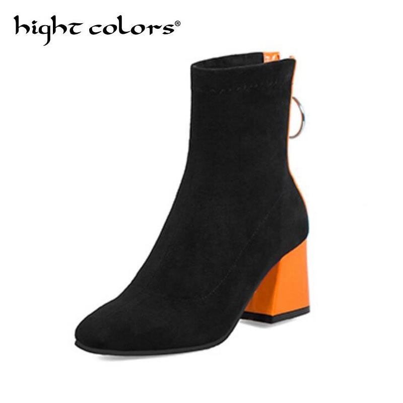 New England fashion color matching zipper high heel square ankle boots for women faux leather comfort casual ladies autumn shoes, Black
New England fashion color matching zipper high heel square ankle boots for women faux leather comfort casual ladies autumn shoes, Black