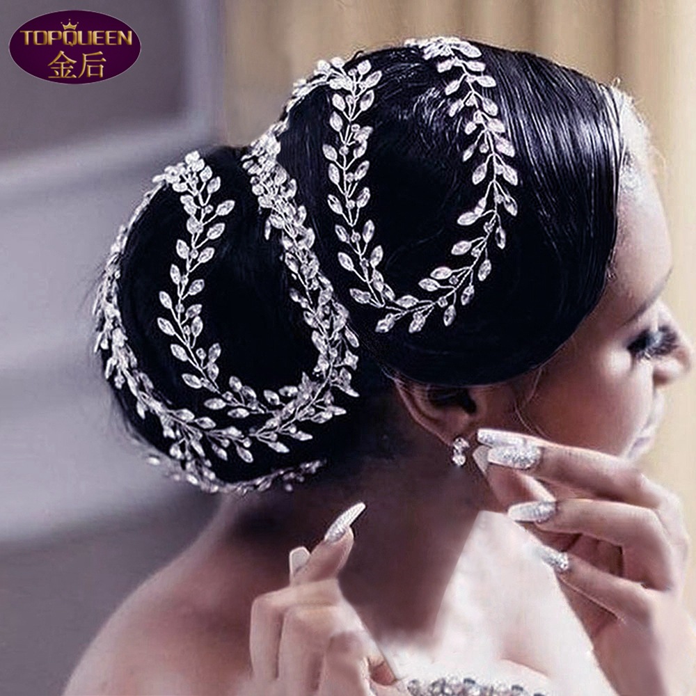 Braided Long Circle Rhinestone Strip Headdress Crystal Bridal Headwear Crown Rhinestone with Wedding Jewelry Hair Accessories Diamond Bridal Crowns