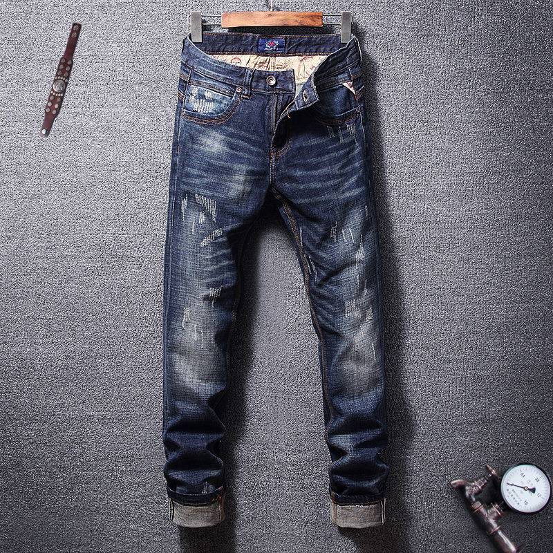 2021 New Italian Style Fashion Retro Dark Blue Slim Fit Elastic Ripped Men Denim Pants High Quality Hip Hop Homme Ouk0
2021 New Italian Style Fashion Retro Dark Blue Slim Fit Elastic Ripped Men Denim Pants High Quality Hip Hop Homme Ouk0