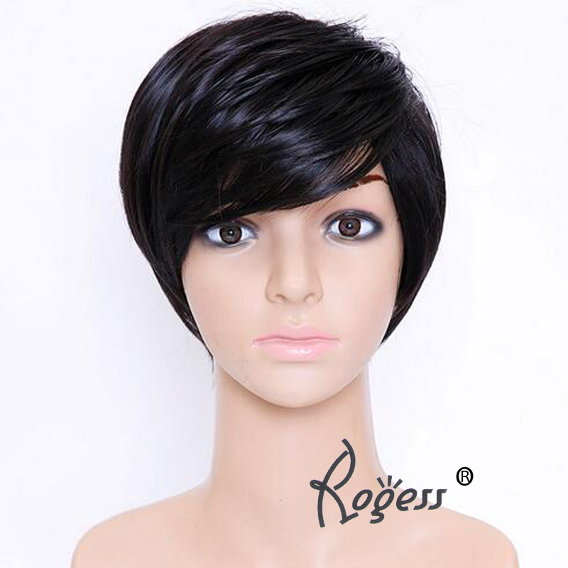 Fashion Short Straight Party Black Halloween Heat Resistant Fashion Women Synthetic Free Wig Cap