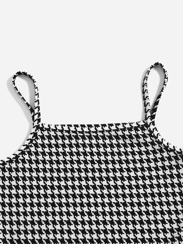 Girls Houndstooth Print Cami Dress SHE