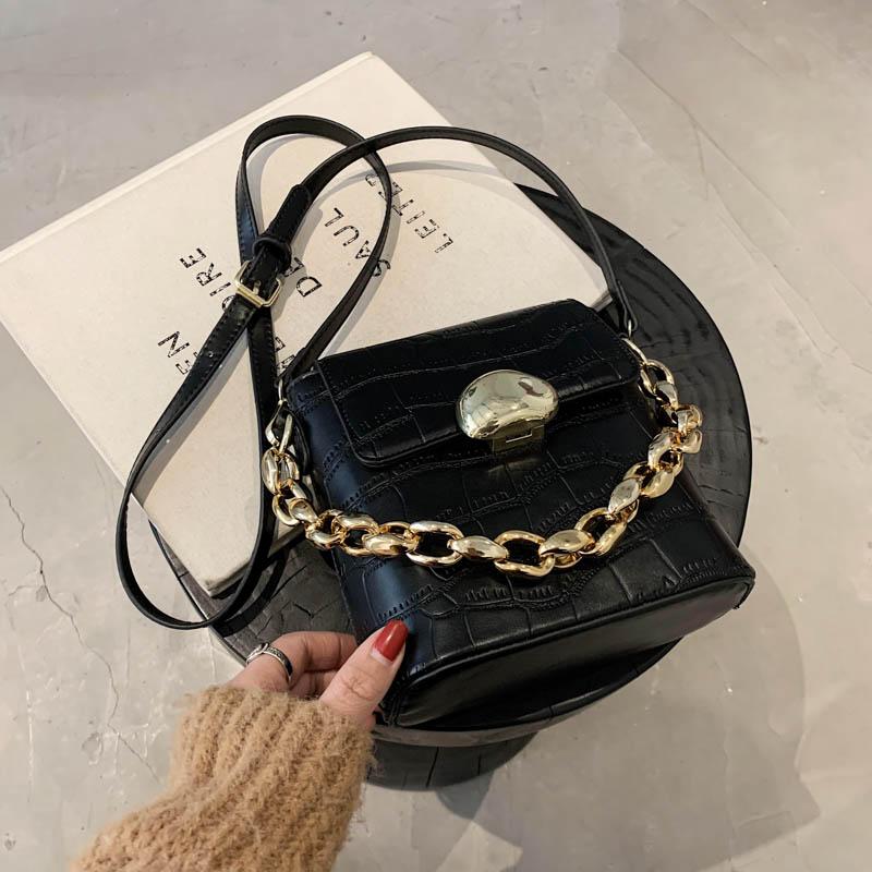 PU Vintage Crossbody Bag 2021 Handbags Luxury Stone Pattern Small Bucket Bags for Women Golden Bold Chains Woman Shoulder Bag, Black
PU Vintage Crossbody Bag 2021 Handbags Luxury Stone Pattern Small Bucket Bags for Women Golden Bold Chains Woman Shoulder Bag, Black