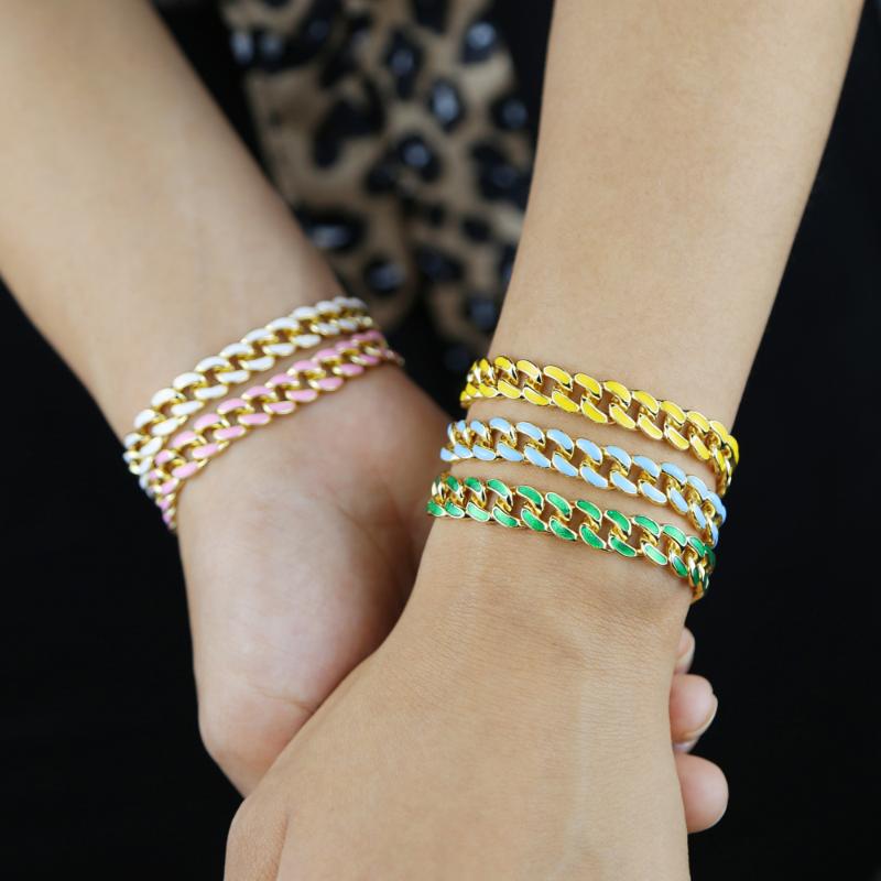 Iced out women hip hop cuban chain bracelet bangle with yellow pink green blue enamel rainbow wedding party bracelet jewelry
Iced out women hip hop cuban chain bracelet bangle with yellow pink green blue enamel rainbow wedding party bracelet jewelry