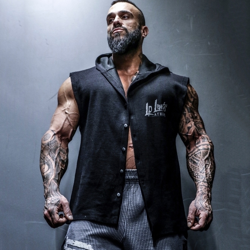 Men Muscle Sleeveless Hoodie Bodybuilding Workout Gym Cotton Fitness Sleeveless Shirts 201020