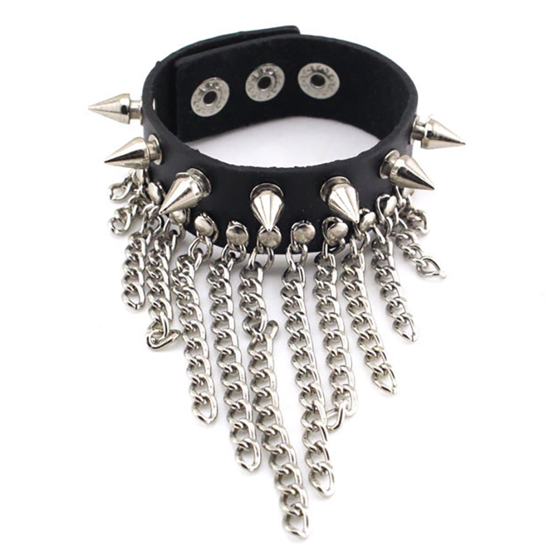 Female's Non-mainstream Trendy Punk Leather Weaving Bracelets (color: black) PSL140 Long Short Tassel Dangle Chain Snap Button Accessories, Golden;silver
Female's Non-mainstream Trendy Punk Leather Weaving Bracelets (color: black) PSL140 Long Short Tassel Dangle Chain Snap Button Accessories, Golden;silver
