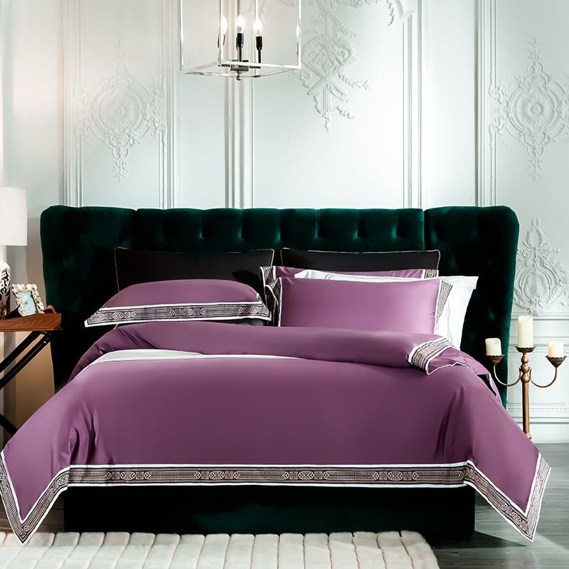 60S Satin Long Stapled 4pcs Duvet Cover Bed Sheet Pillowcases Bed Set Solid Purple Grey Blue Pink Queen King
60S Satin Long Stapled 4pcs Duvet Cover Bed Sheet Pillowcases Bed Set Solid Purple Grey Blue Pink Queen King