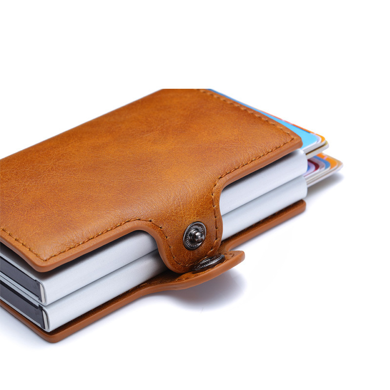 Rfid Blocking Protection Men id Credit Card Holder Wallet Leather Metal Aluminum Business Bank Card Case CreditCard Cardholder LJ200914