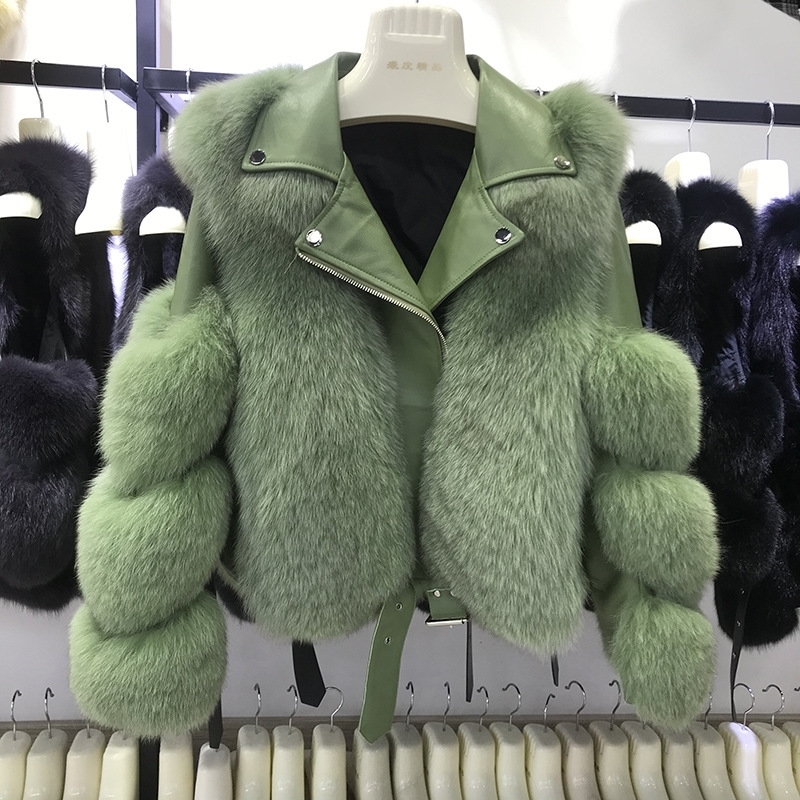DEAT Winter New Arrival Women Fashion Fur Coats Real Full Pelt Fox Fur Outerwear Genuine Sheepskin Leather Jacket MK175 201112