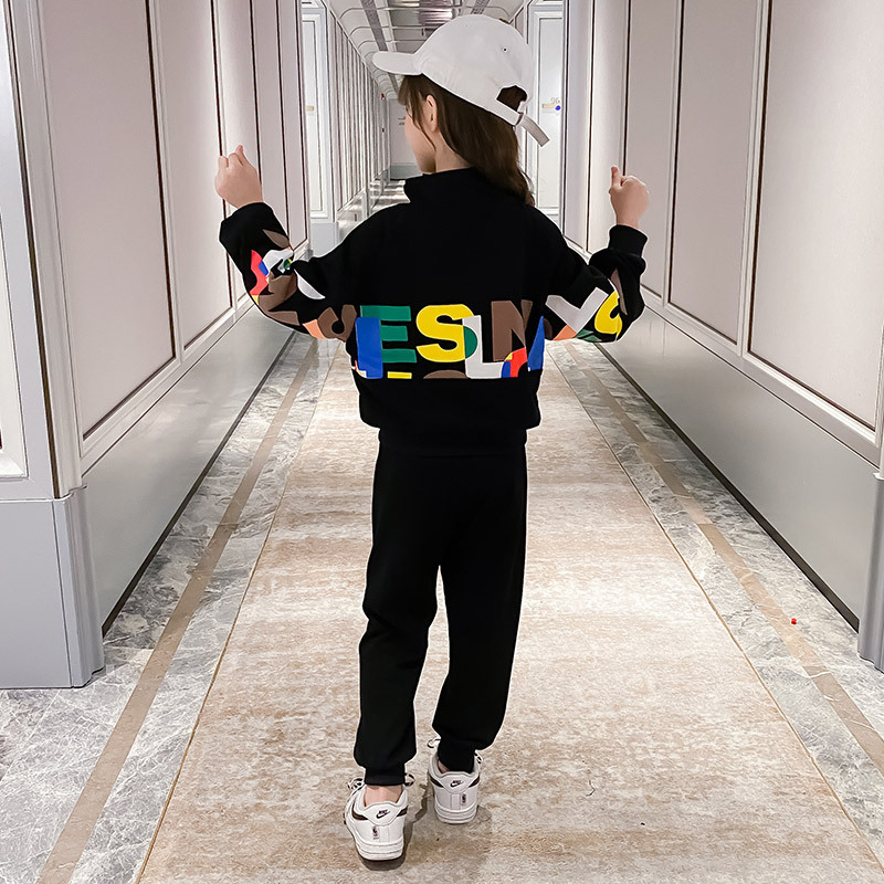 Girls Online Celebrity Set 2020 New Style Korean-style Western Style CHILDREN'S Garment Big Kid GIRL'S Loose SpoX1019