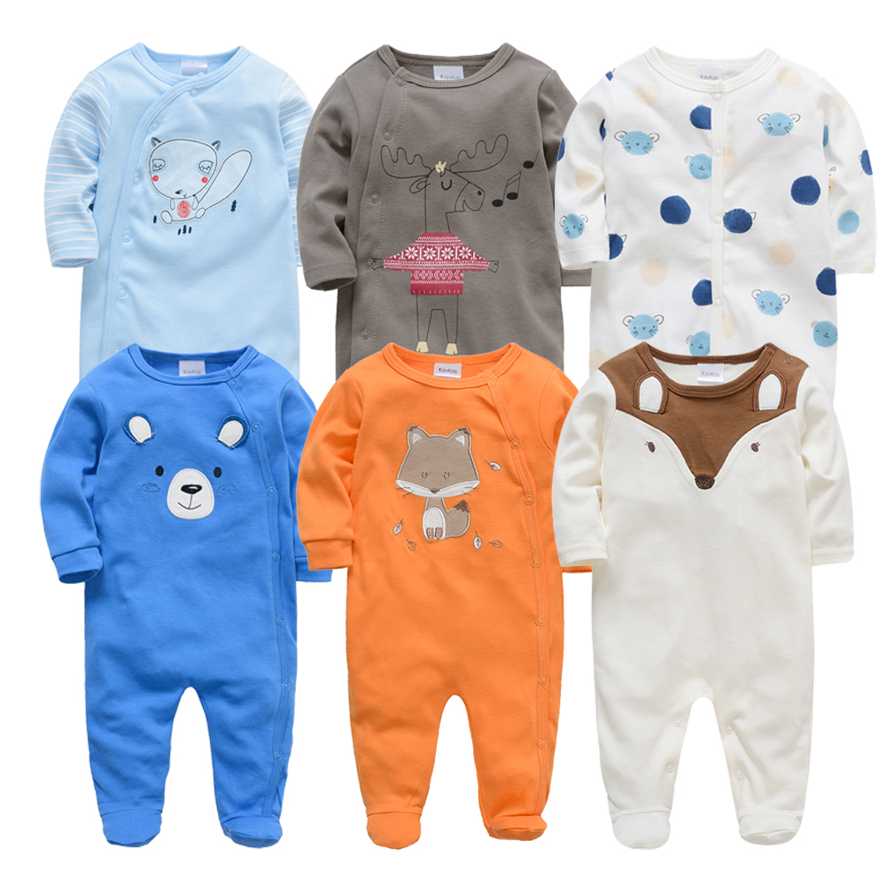 6Pcs 3PCS Baby Girls Rompers Long Sleeve Cute Summer Baby Clothes Cotton Newborn 0-12 months roupa de bebe Jumpsuit Outwear 201029