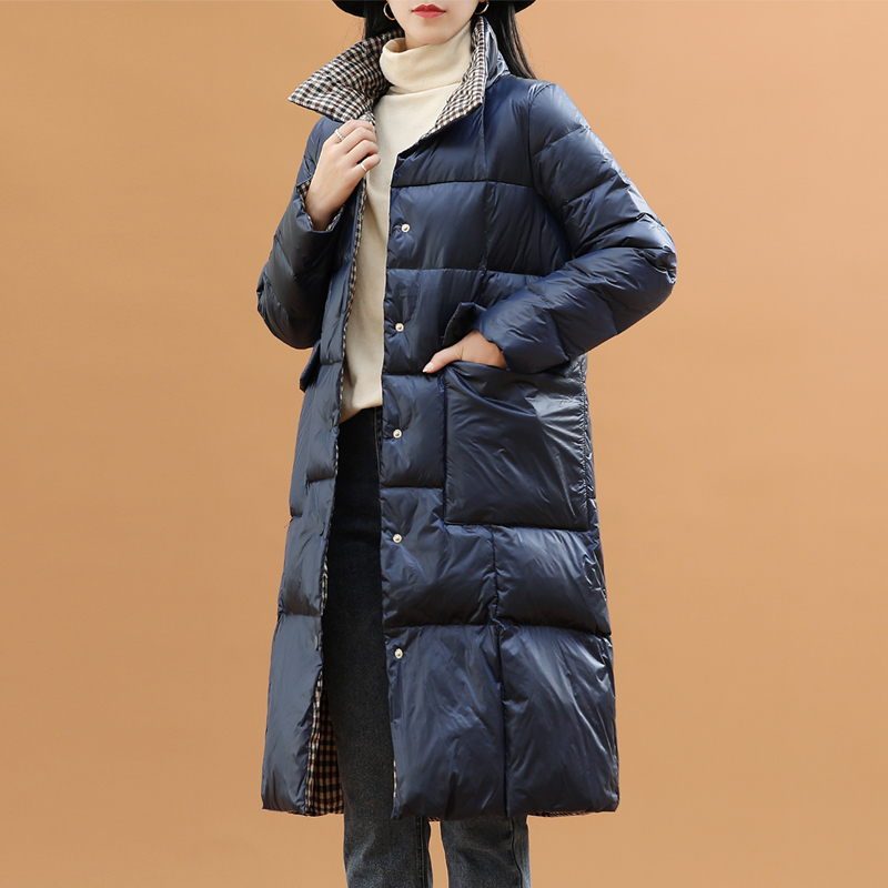 5XL Winter Feather Jacket Woman Black Double Side Wear Outerdoor Female Coats Long Warm Down Coat Puffer Jacket Parka 201019