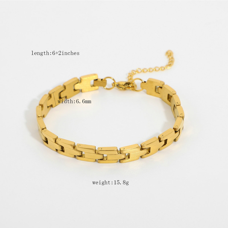 Paperclip Chain Bracelet Gold Color Stainless Steel Rectangle Link Cable Dainty Women Girls Layering Jewelry 22