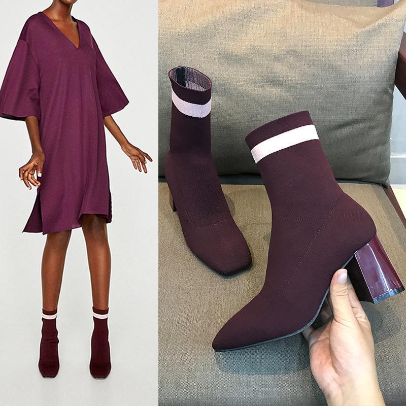 2020 New Slim Stretch Knitted Women Sock Boots Square Toe Chunky Heels Ankle Boots for Women Stripped Autumn Winter Shoes Woman1, Black sock boots
2020 New Slim Stretch Knitted Women Sock Boots Square Toe Chunky Heels Ankle Boots for Women Stripped Autumn Winter Shoes Woman1, Black sock boots