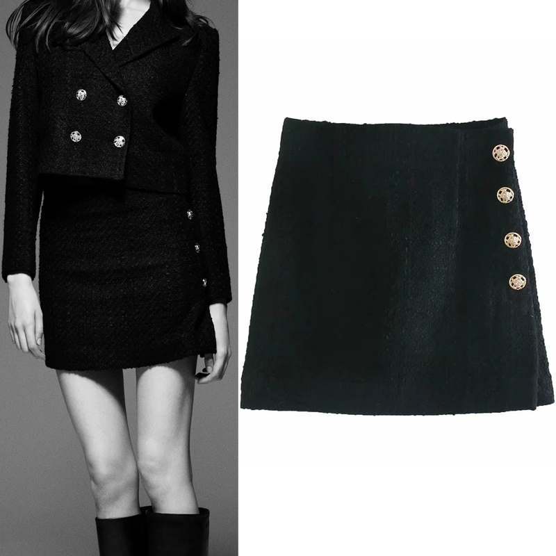 2021 New Black Textured Contrast High Waist Mini Skirt Women Autumn Vintage Metal Button a Line Elegant Office Ladies Skirts H98p
2021 New Black Textured Contrast High Waist Mini Skirt Women Autumn Vintage Metal Button a Line Elegant Office Ladies Skirts H98p