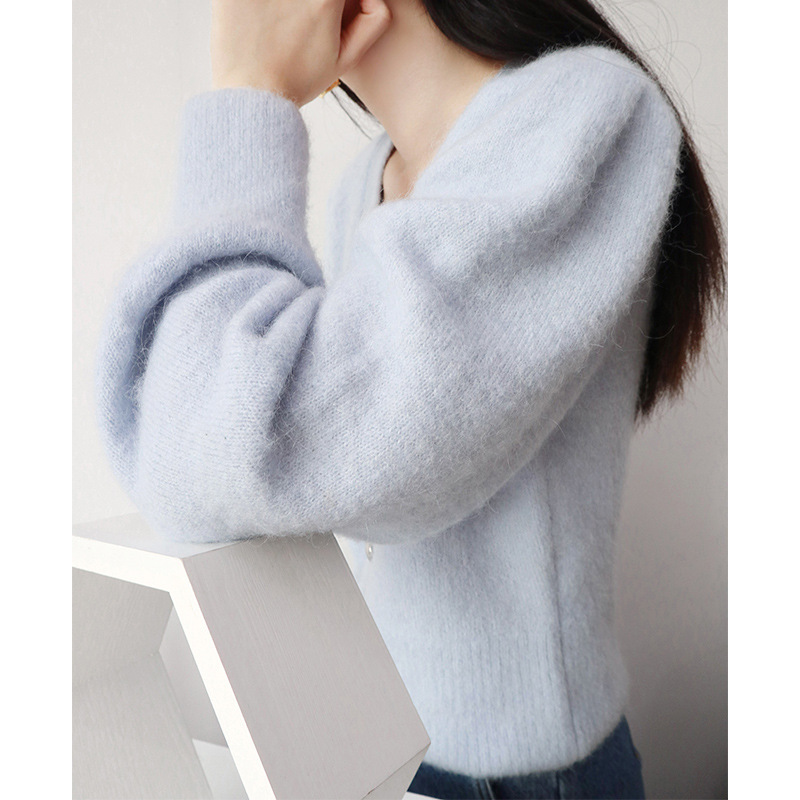 Autumn Women knitted Cardigan V-neck long-sleeved Jacket Female Heart Shape Buttons Female Sweet Mohair Outwear Top 201222