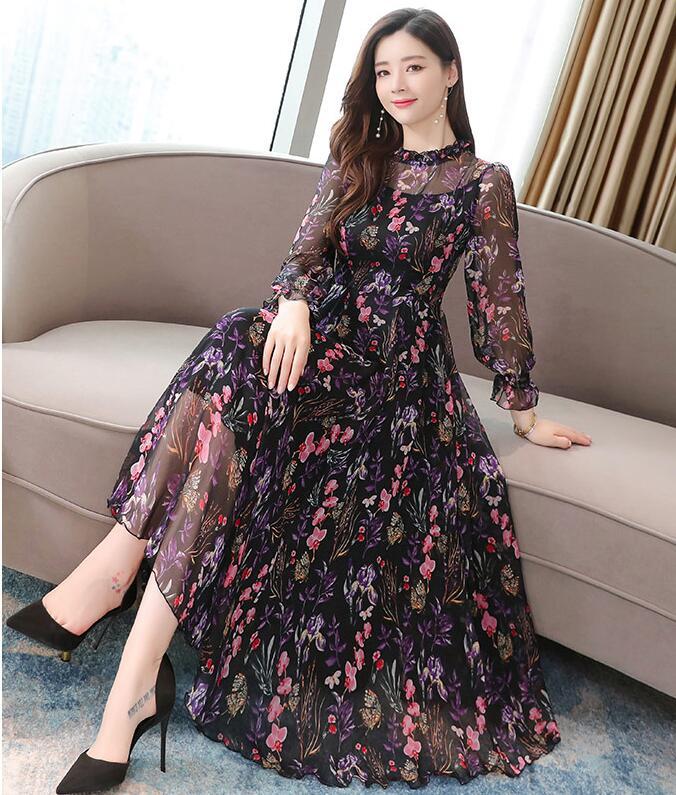 2021 Chiffon Flower Dress Korean Version of Autumn New The-neck Fashion Sexy Sleeve Section Long 7D3M, Purple
2021 Chiffon Flower Dress Korean Version of Autumn New The-neck Fashion Sexy Sleeve Section Long 7D3M, Purple