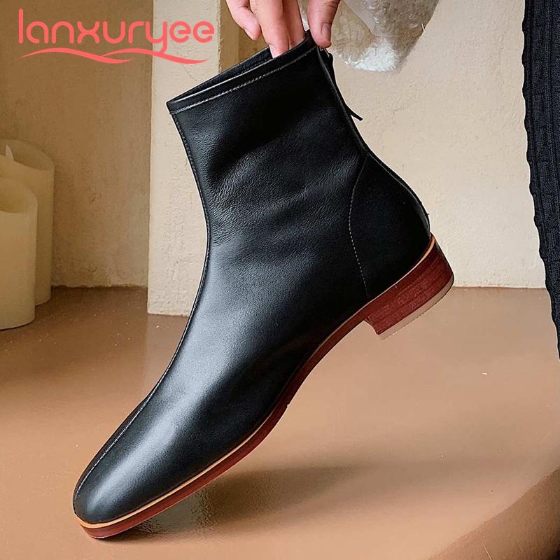 Lanxuryee leisure genuine leather three colors convenient round toe thick low heel back zipper daily wear maiden ankle boots L85, Beige
Lanxuryee leisure genuine leather three colors convenient round toe thick low heel back zipper daily wear maiden ankle boots L85, Beige