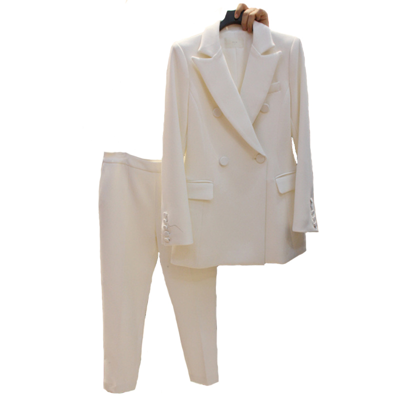 Suit twopiece female 2019 spring new women's Korean professional solid color suit jacket slim nine pants suit T200818