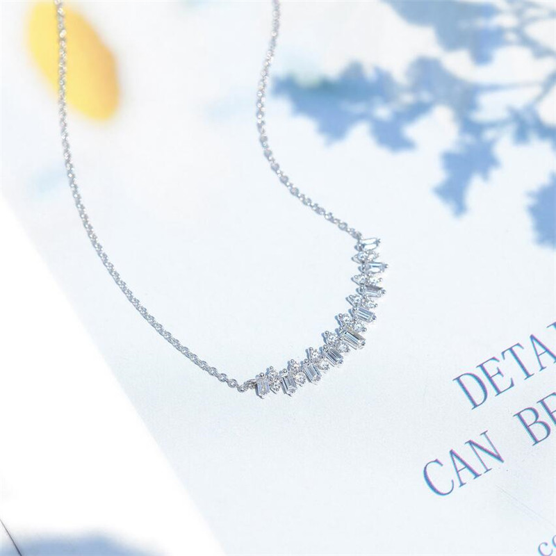 Choucong Brand New Stunning Ins Top Sell Luxury Jewelry 925 Sterling Silver T Princess Cut White Topaz CZ Diamond Gemstones Women Necklace