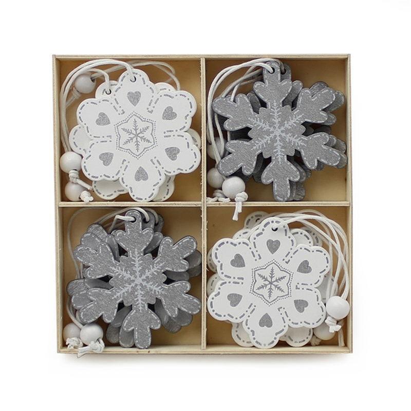 

Snowflake ChristmasTree Wooden Christmas Ornaments Kids Toys For Chirstmas Tree Hanging Pendants Xmas Decoration For Home