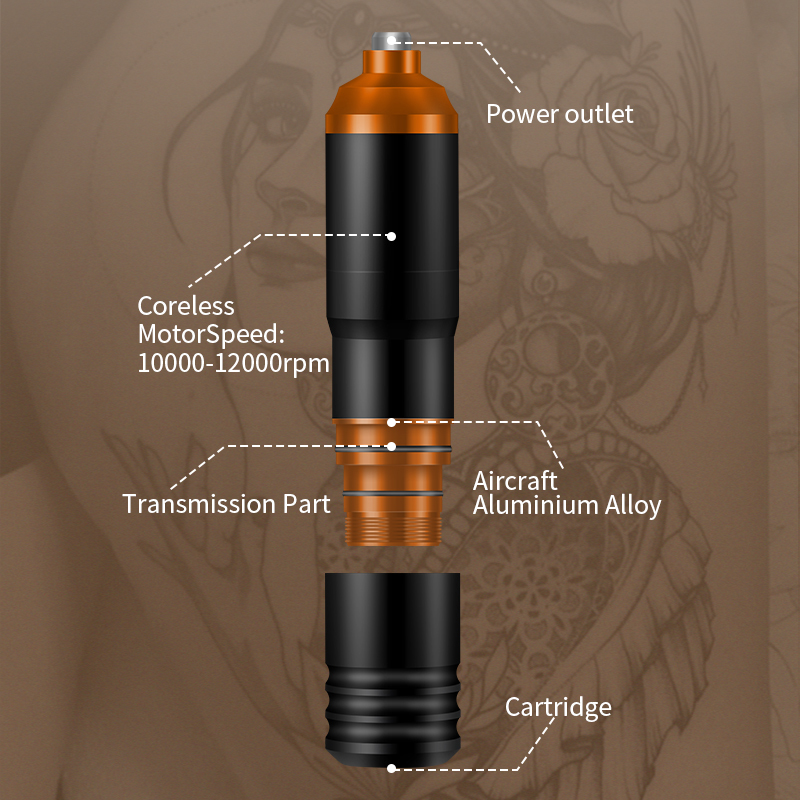 Rotary Tattoo Machine RCA Interface Import Motor Aircraft Aluminum Alloy Permanent Makeup Tattoo Gun Pen 201111