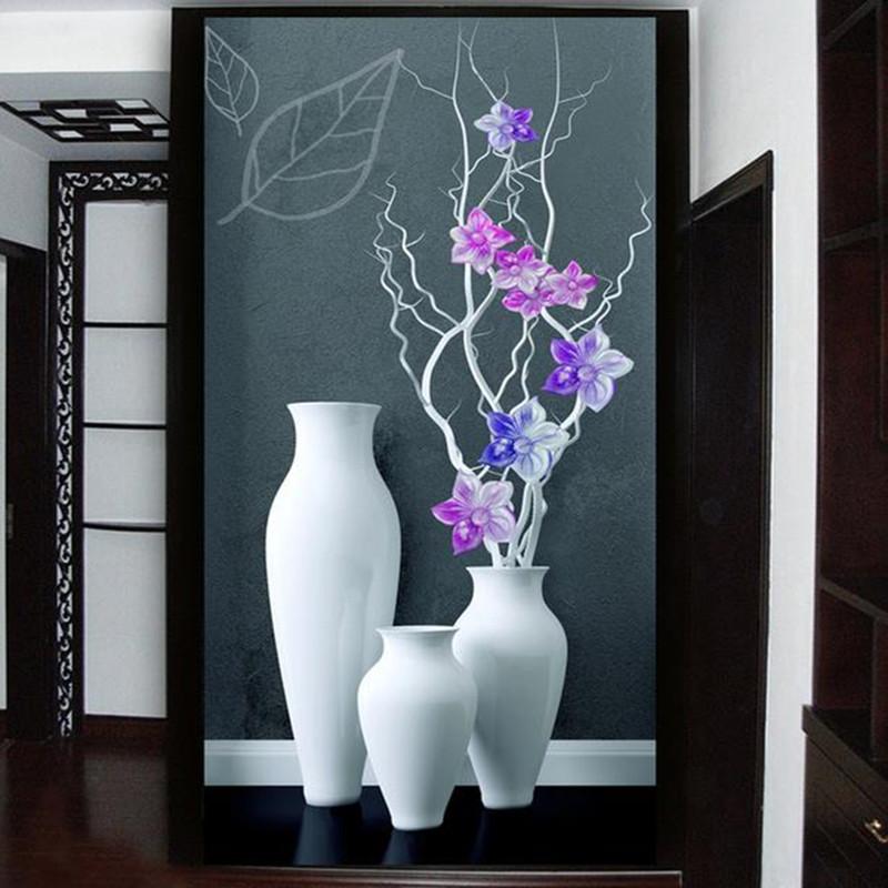 

Custom 3D Photo Wallpaper Modern Fashion Simple Vase Flower Living Room Bedroom Entrance Hallway Backdrop Door Decor Wall Papers, As shown