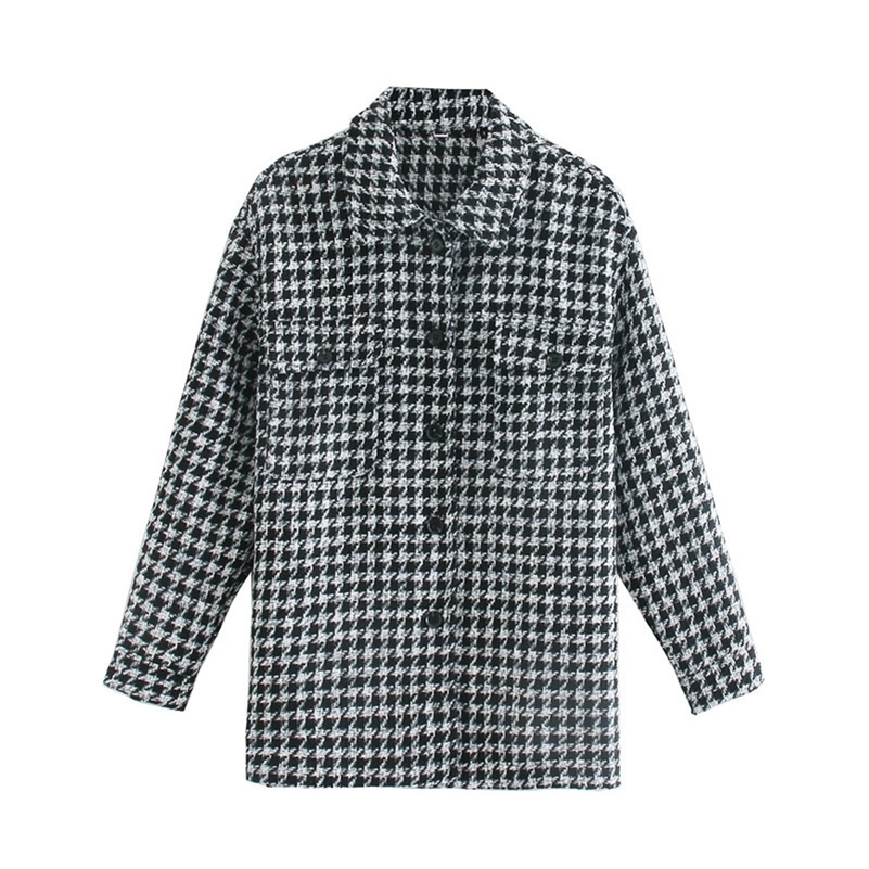 Evfer Women Streetwear Black Plaid Loose Autumn Outwear Jackets Female Fashion Single Breasted Houndstooth Thick Coat Jacket 201112
Evfer Women Streetwear Black Plaid Loose Autumn Outwear Jackets Female Fashion Single Breasted Houndstooth Thick Coat Jacket 201112