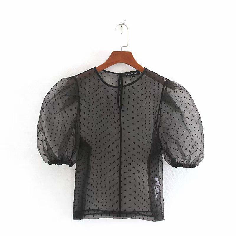 Women Dot Print Sexy Organza Blouses O Neck See Through Blouse Shirts 2020 Short Sleeve Transparent Party Blouses Tops, Black
Women Dot Print Sexy Organza Blouses O Neck See Through Blouse Shirts 2020 Short Sleeve Transparent Party Blouses Tops, Black
