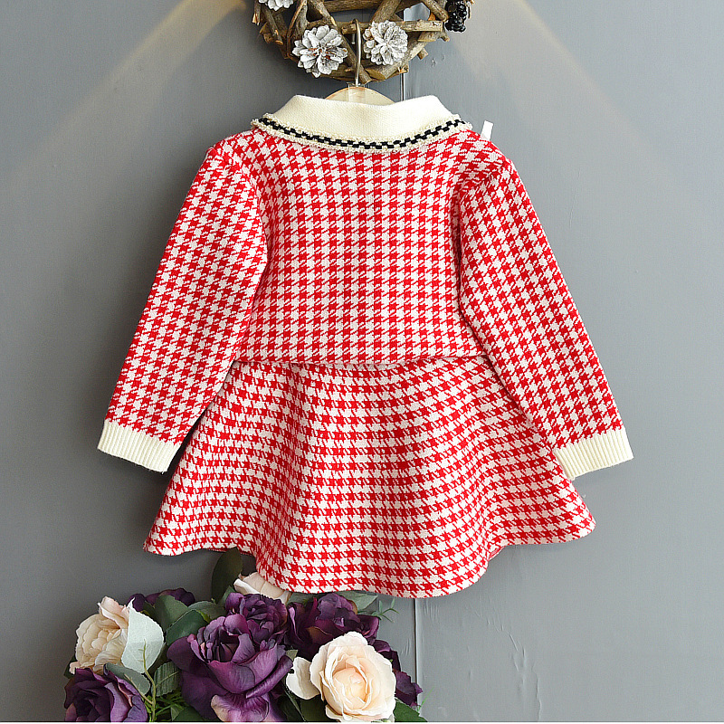 Children Clothing 2020 Autumn Winter Girls Clothes Sets Plaid Knitting Sweater+Skirt Suit Fashion Kids Clothes 2 3 4 5 6 Years Y1107