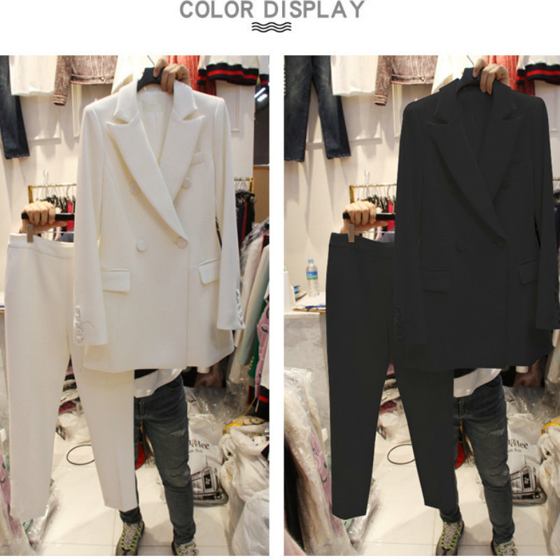 Suit twopiece female 2019 spring new women's Korean professional solid color suit jacket slim nine pants suit T200818