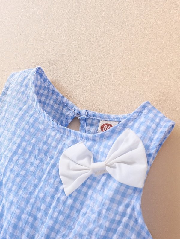 Baby Gingham Bow Front Dress & Hat SHE