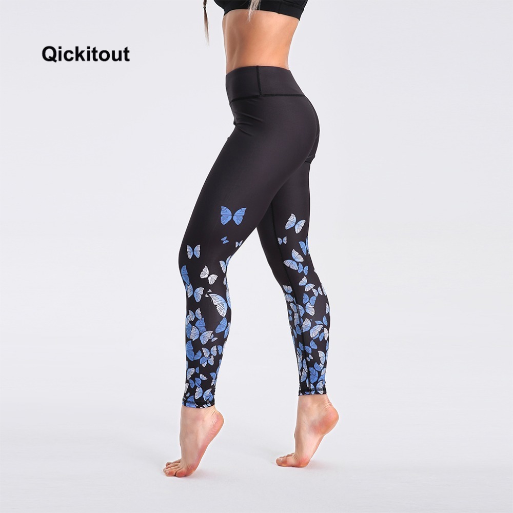 Qickitout New Spring Leggings Black Background Butterfly Printed Leggings High Waist Long Pants Sexy Casual Pants 201202