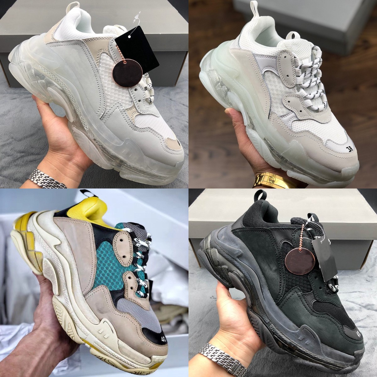 Paris 17FW Triple S Clear Sole Mens Casual Shoes Fashion Crystal Bottom White Black Pink Green Beige Purple Sports Outdoor Women Old Dad Shoes Luxury Designer
Paris 17FW Triple S Clear Sole Mens Casual Shoes Fashion Crystal Bottom White Black Pink Green Beige Purple Sports Outdoor Women Old Dad Shoes Luxury Designer