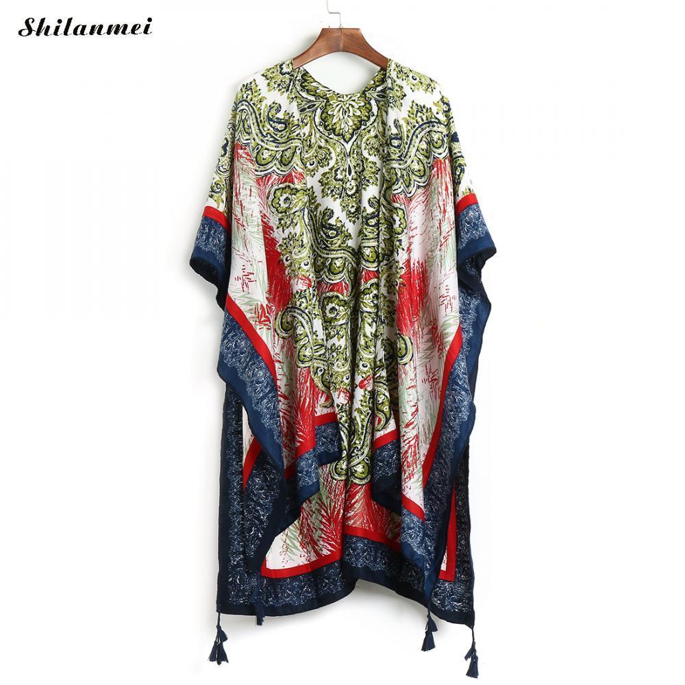 Bohemian Irregular Printed Kimono Cardigan Beachwear Summer Women Blusas Retro Loose Blouse Shirts Long Outerwear 10 Style T200321