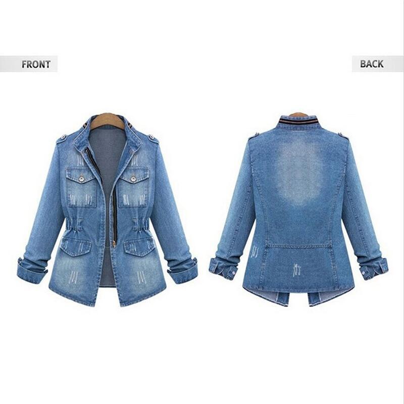 Women's Jackets High Quality Denim Women Autumn Fashion Long Sleeve Coat Casual Outwear Tops Plus Size 5XL Hole Jacket AAA Discount for in-store 