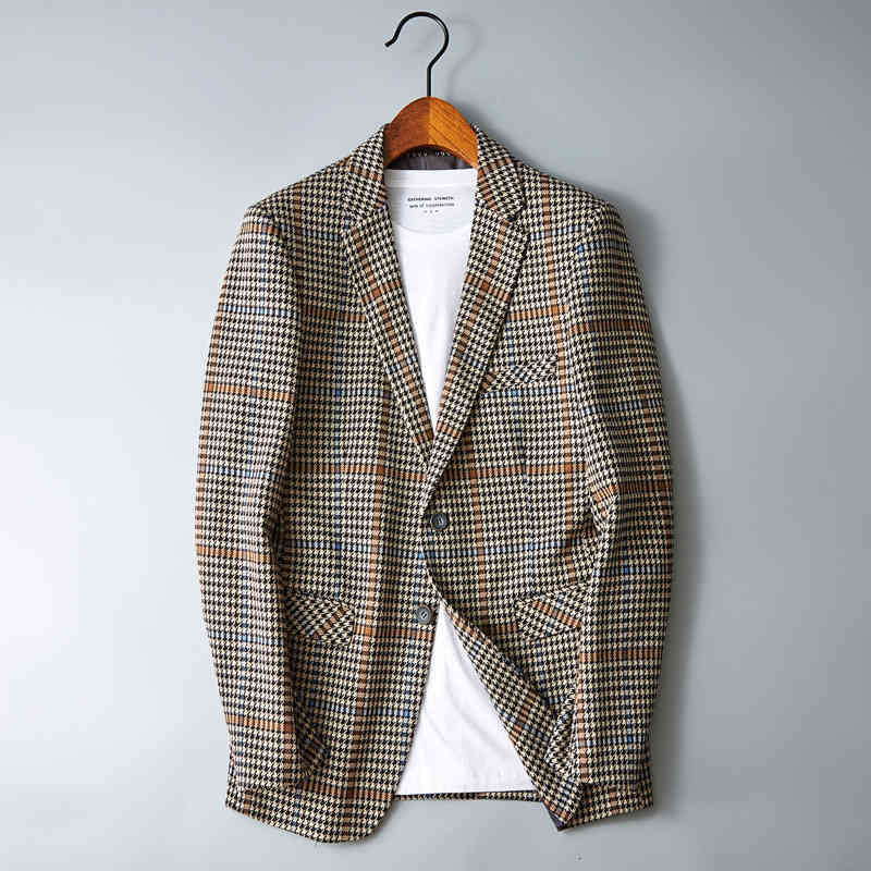 Men's Suits & Blazers men's fashion checkered small suit slim and thickened top autumn style 80JT, Khaki
Men's Suits & Blazers men's fashion checkered small suit slim and thickened top autumn style 80JT, Khaki
