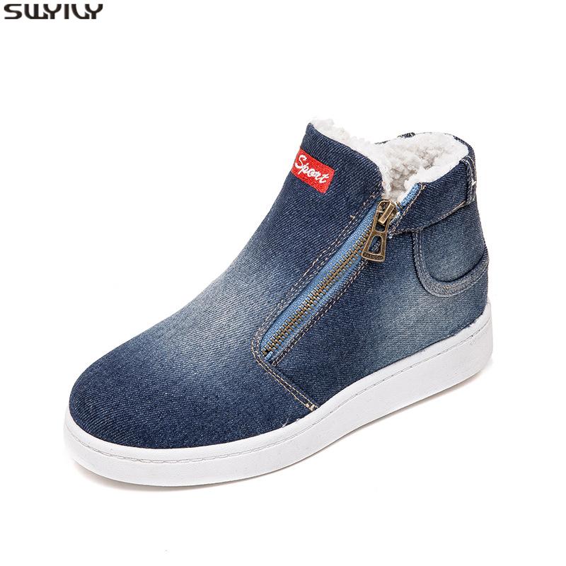 SWYIVY Winter Warm Shoes Platform Sneakers High Top 2020 Ankle Boots Women Denim Canvas Shoes Side Zipper Ankle Boots For Women, Black
SWYIVY Winter Warm Shoes Platform Sneakers High Top 2020 Ankle Boots Women Denim Canvas Shoes Side Zipper Ankle Boots For Women, Black