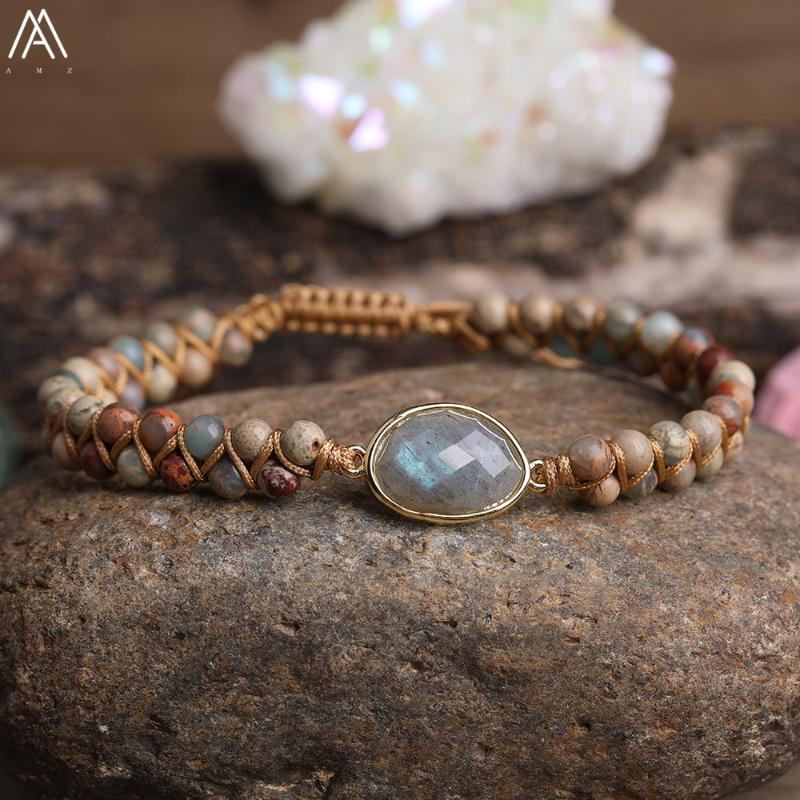 Natural Stone Oval Charms Bracelet 4mm Flower Fossils Stone Snakeskin Jaspers Beads Braided Bracelet Women Friendship
Natural Stone Oval Charms Bracelet 4mm Flower Fossils Stone Snakeskin Jaspers Beads Braided Bracelet Women Friendship