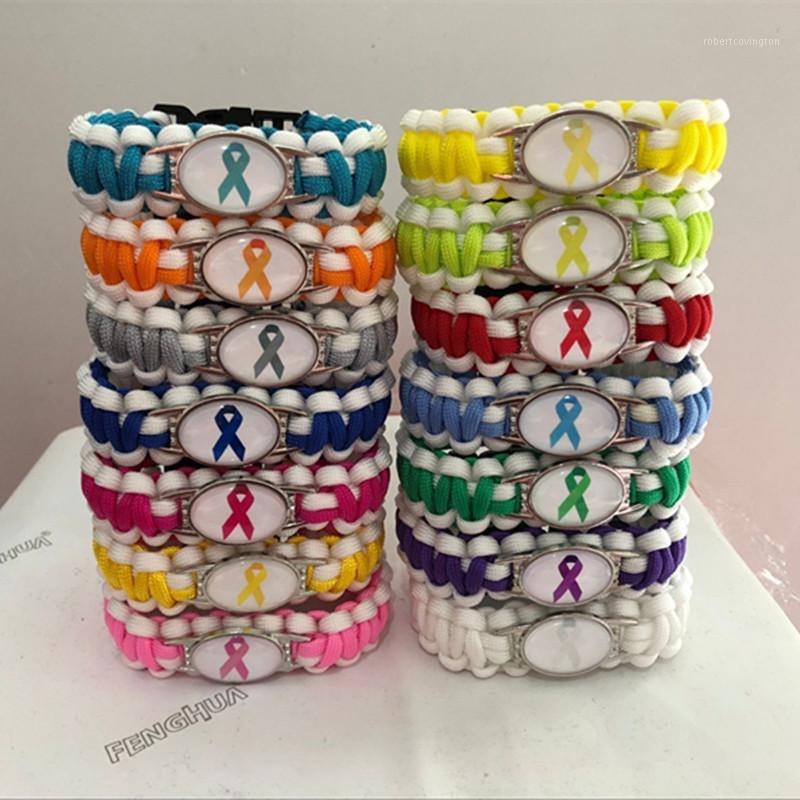 Charm Bracelets 14 Colour Ribbon Paracord Cancer Awareness Umbrella Braided Bracelet Friendship Outdoor Camping Jewelry1
Charm Bracelets 14 Colour Ribbon Paracord Cancer Awareness Umbrella Braided Bracelet Friendship Outdoor Camping Jewelry1