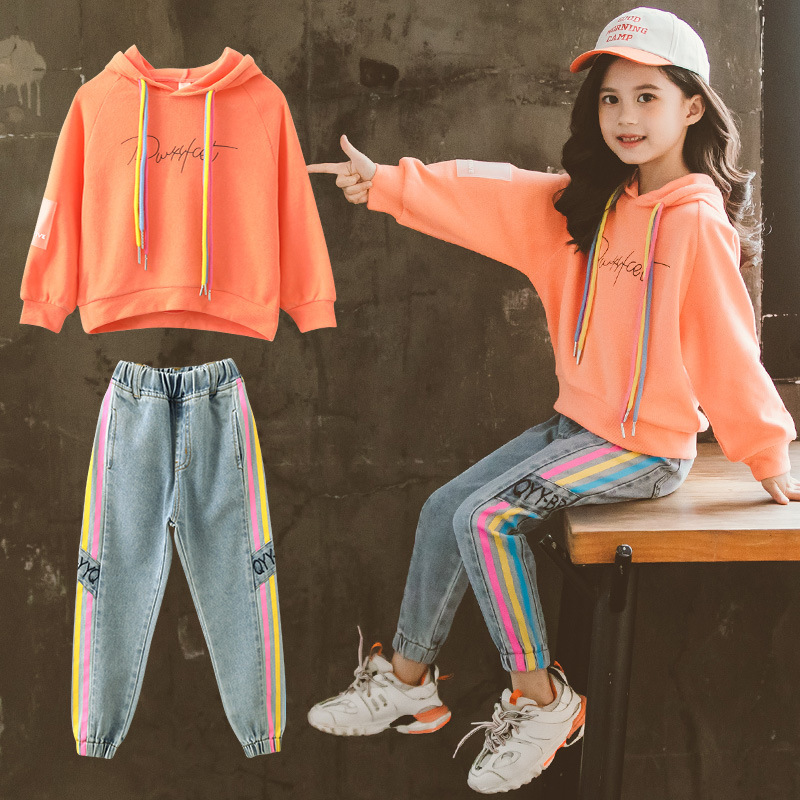 Children's Sports Suit Hoodies Jeans Tracksuit For Children Toddler/baby Girl Fall Clothes Kids Outfit School Costume For GirlsX1019