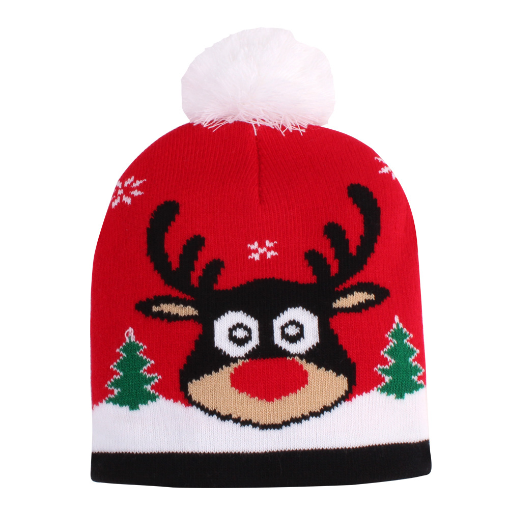 2021 New Year Knitted Christmas Hat Beanie Light Up Illuminate Warm Hat For Kids New Year Christmas Decor