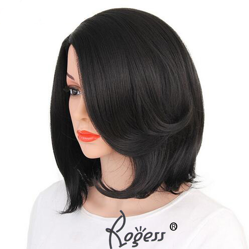Short Wavy Hair Cosplay Wig Party Black Heat Resistant Fashion Women Synthetic Free Wig Cap