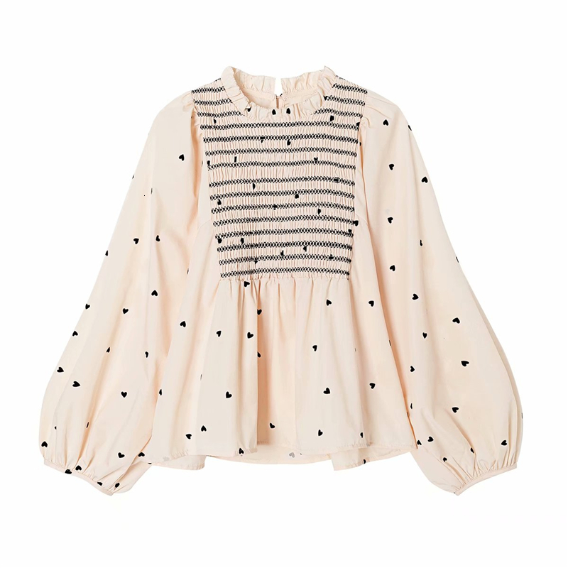 2021 New Sweet Women Draped O-neck Shirts Fashion Ladies Sleeve Tops Elegant Female Chic Heart Print Patchwork Cotton Blouse Fqll, Beige
2021 New Sweet Women Draped O-neck Shirts Fashion Ladies Sleeve Tops Elegant Female Chic Heart Print Patchwork Cotton Blouse Fqll, Beige