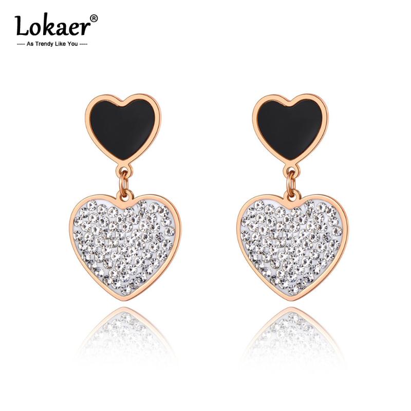 Lokaer Trendy Titanium Stainless Steel Black Acrylic CZ Crystal Heart Earrings For Women Trendy Rhinestone Party Jewelry E20273
Lokaer Trendy Titanium Stainless Steel Black Acrylic CZ Crystal Heart Earrings For Women Trendy Rhinestone Party Jewelry E20273