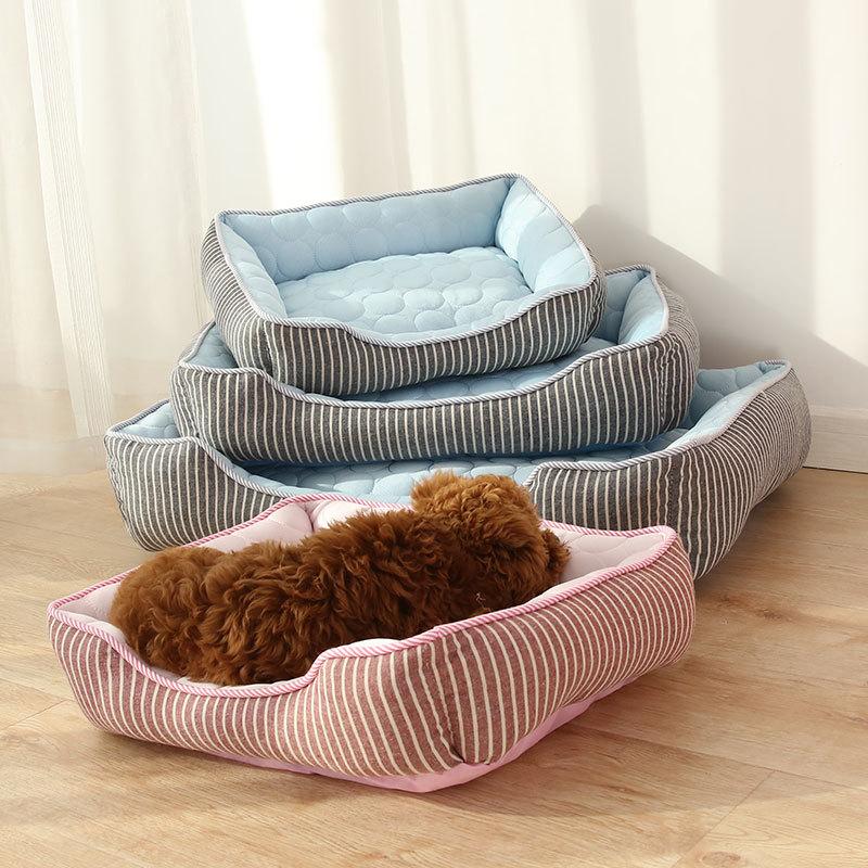 Summer Pet Bed Cool Pet Products Cold Pad Ice Silk Mat Stripe Kennel Soft Cushion For Medium Small Dog Washable Bed For Cat, Blue
Summer Pet Bed Cool Pet Products Cold Pad Ice Silk Mat Stripe Kennel Soft Cushion For Medium Small Dog Washable Bed For Cat, Blue