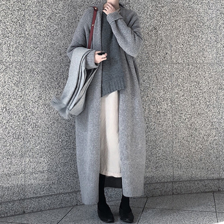 Colorfaith New Autumn Winter Women's Sweaters Korean Style Fashionable Minimalist Solid Color Casual Long Cardigans SWC8858 201225