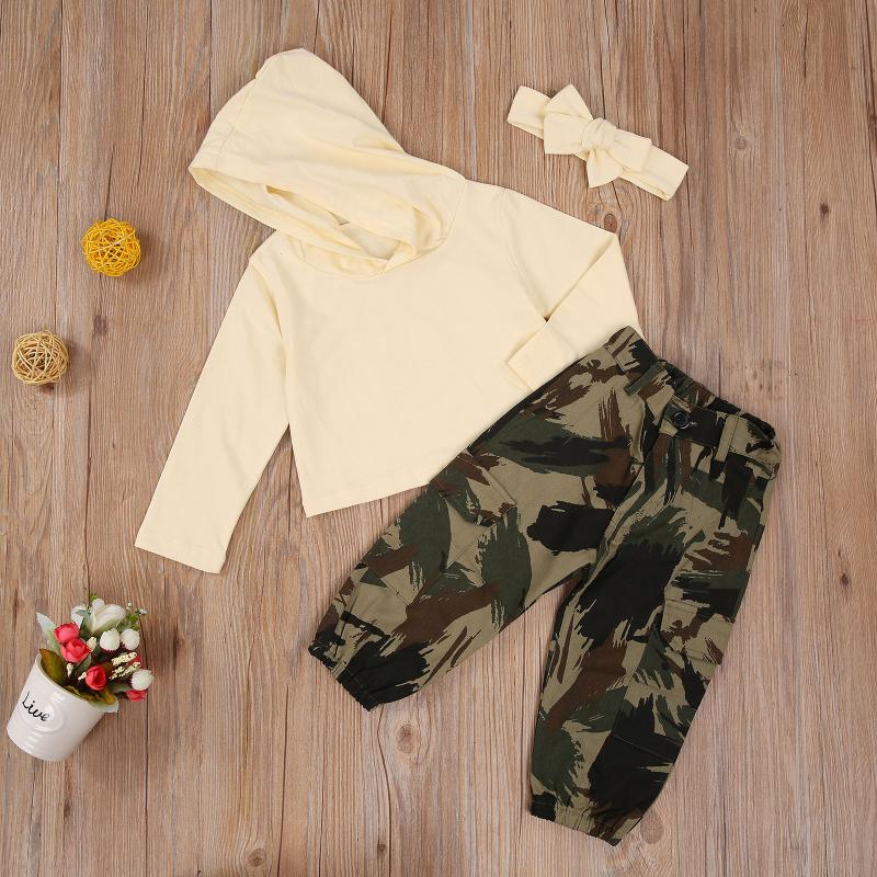 Baby & children's 1-6Y Autumn Kids Girls Clothes Sets Solid Long Sleeve Hooded Tops+Camouflage Print Pants+Headband, As pic
Baby & children's 1-6Y Autumn Kids Girls Clothes Sets Solid Long Sleeve Hooded Tops+Camouflage Print Pants+Headband, As pic