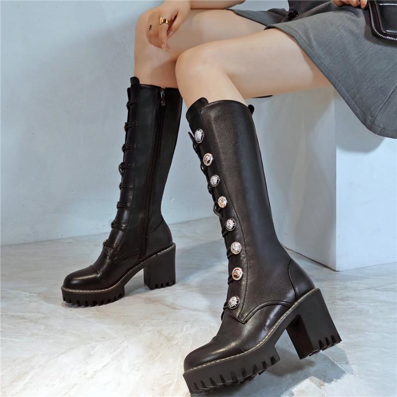 Thigh High Riding Boots Women Genuine Leather Chunky High Heels Mid Calf Motorcycle Boots Female Round Toe Platform Pumps Shoes, Black
Thigh High Riding Boots Women Genuine Leather Chunky High Heels Mid Calf Motorcycle Boots Female Round Toe Platform Pumps Shoes, Black