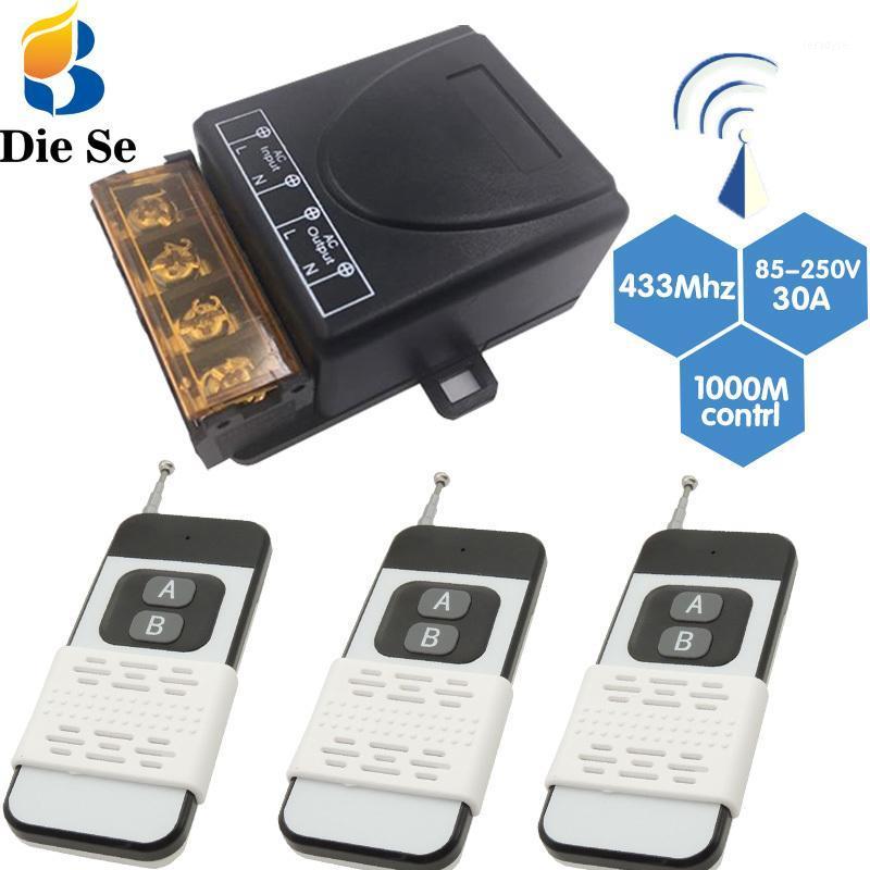 High-Power Wireless Relay Controller 433MHz RF AC220V 30Amp Receiver and 1000M Remote Transmitter for Ventilation/Pump/Lamp1