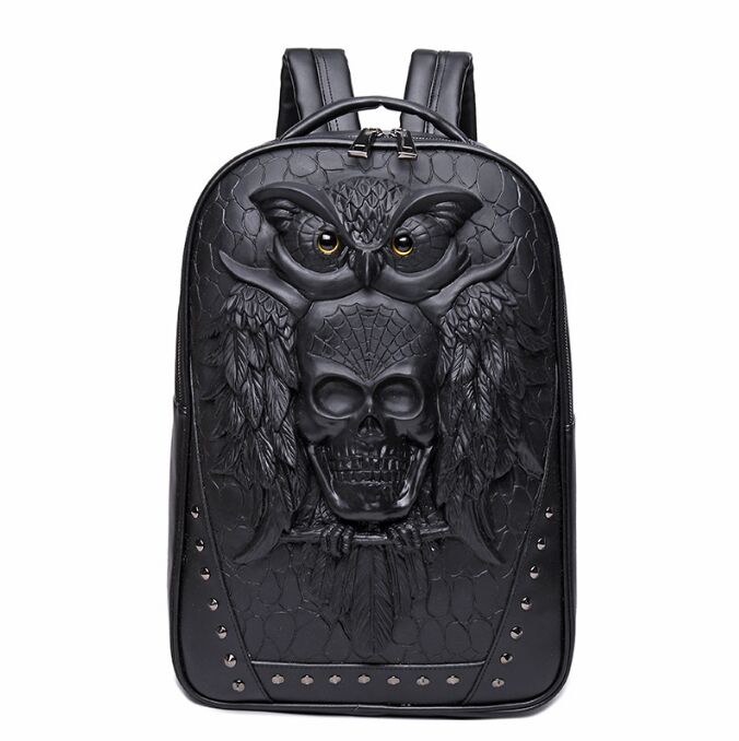 Fashion 3D Embossed Owl Skull Backpack bags for Men travel bag unique Originality women Bag personality Rock Cool Laptop handBags